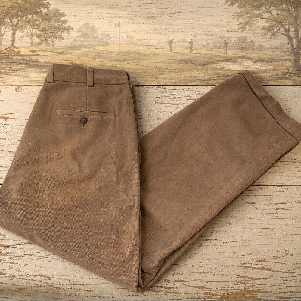 Brooks Brothers Elliott Italian Cotton Twill Chino Pants Brown Tan 35x30
